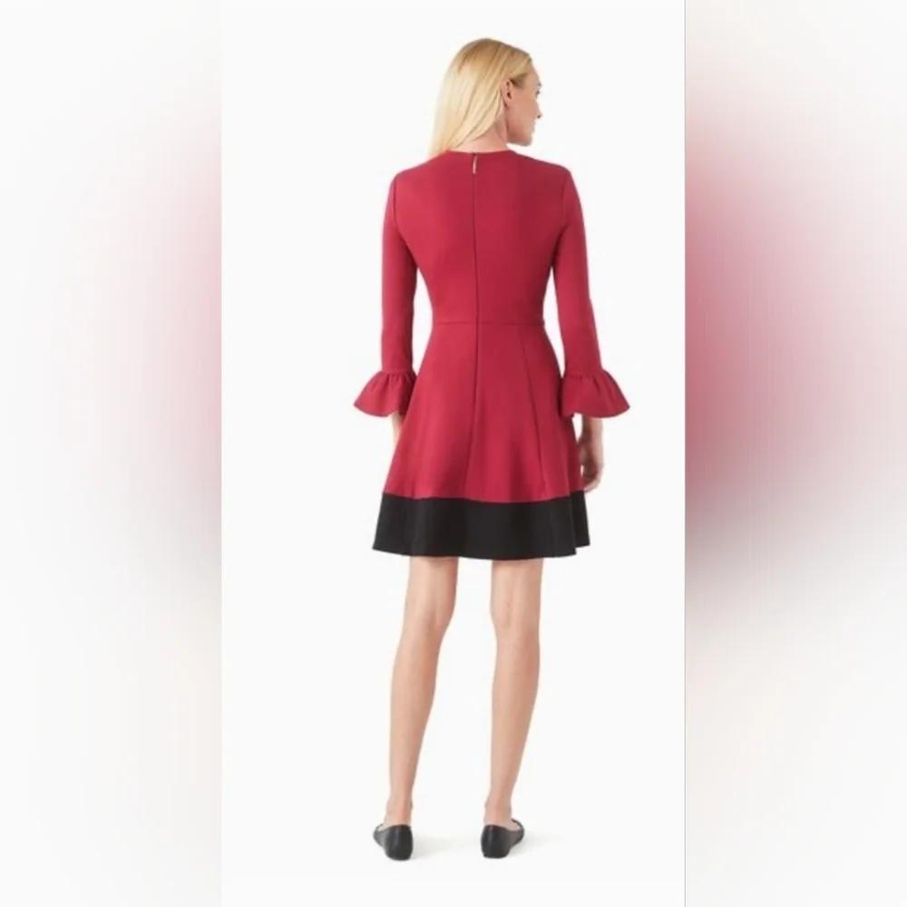 Kate Spade Color Block Bell Sleeve Point Dress - Cranberry size XL final price - Picture 2 of 5